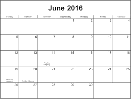 June 2016 Printable Calendar Printable Blank Calendar Org