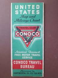 Jd362 Vintage 1930 United States Map Mileage Chart Conoco