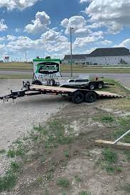 Kaufman offers car trailers in 1 to 6 car capacities. Rental 22 Flatbed Car Trailer Power Tilt With Winch Drive Over Fenders T Trailers