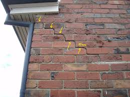 To repair small cracks or holes in cinder block walls, you can use concrete. Brick Wall Cracking Mr Inspector Brick Repair Diy Brick Wall Brick Wall