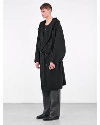 Jw Anderson Hooded Trench Coat In Black