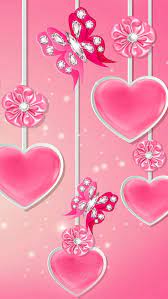 pink hearts flowers and erflies