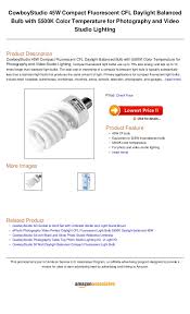 Cowboy Studio 45w Compact Fluorescent Cfl Daylight Balanced Bulb With