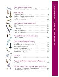 Threaded Fasteners For Plastics Technical Manual Pages 1