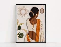 Indian Women Boho Desi Art Poster Print