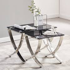 Vienna Black Glass Nest Of Tables With