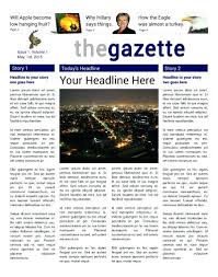 Editable Newspaper Template Blank Front Cover Pages Newsletter Page