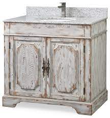 white rustic bath vanity