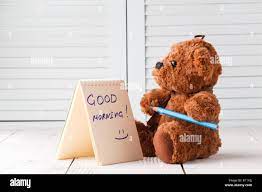 Good morning with teddy bear Stock ...