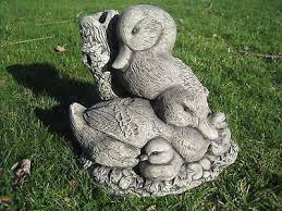Duck Family Stone Garden Ornament