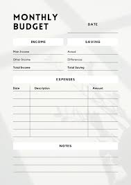 free printable monthly budget