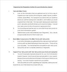 4 Introduction Speech Outline Templates Pdf Word Free