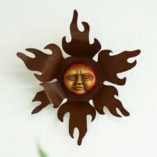 Ceramic Mexican Sun Wall Sculpture Art