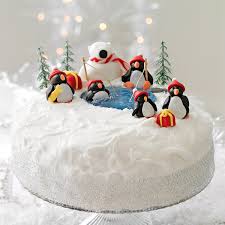 christmas cake decoration penguins and