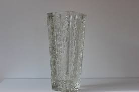 Large Heavy Pressed Glass Bubble Vase
