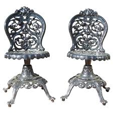 Victorian Cast Iron Pr Swivel Chairs
