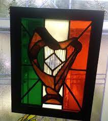 Celtic Flag Wood Framed Stained Glass