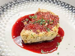 almond crusted swordfish with a port