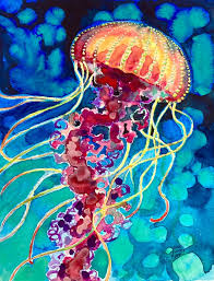 Jellyfish Watercolor Painting Colorful