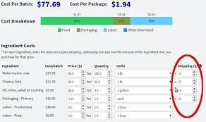 food costing formula for shipping costs
