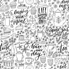 Cafe Doodle Seamless Pattern Cute