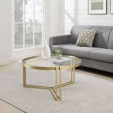 Round Glass Tray Top Coffee Table