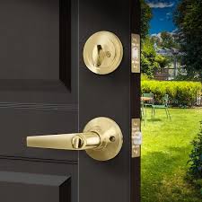 Premier Lock Polished Brass Entry Door