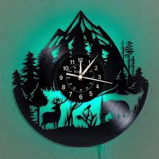 Wild Forest Animal Vinyl Record Clock