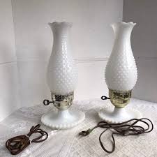 Vintage White Glass Hobnail Table Lamps
