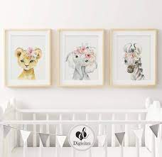Baby Girl Nursery Wall Art 3 Set