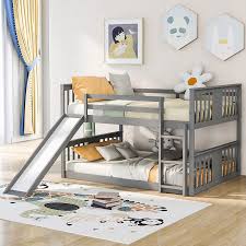 wood full over full bunk beds with
