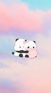 cute cartoon panda hug wallpaper