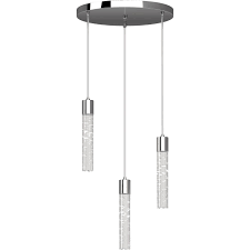 Volume Lighting Tristen 3 Light Chrome Indoor Mini Hanging Integrated Led Chandelier With Clear Bubble Acrylic 1563 3 The Home Depot