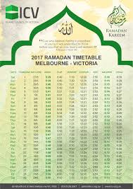 Ramadan 2017 Timetable Islamic Council Of Victoria Icv