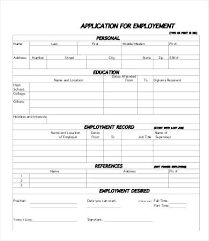 Printable Job Application Template Free Word Documents