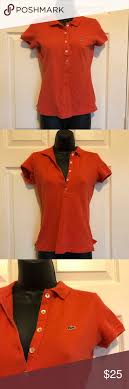Orange Polo Lacoste Shirt Womens Fits Size 4 Orange Slim