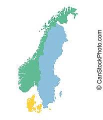 Volymer från karta över landsvägarna i sverige, norge och danmark. Karta Sverige Norge Karta Sverige Sllustration Norge Canstock