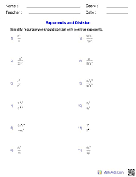 Exponent Worksheets Exponents Word