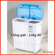 Máy giặt mini 4 kg 2 lồng kèm sấy khô , máy giặt mini bán tự động