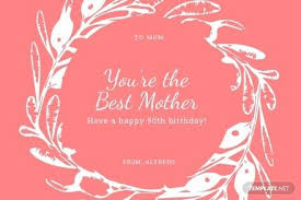 mum 50th birthday card template in