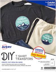 Avery Printable T Shirt Transfers For Use On Dark Fabrics Inkjet Printers 5 Paper Transfers 3279
