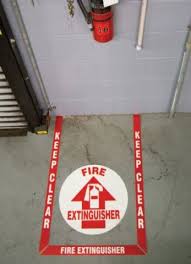 keep clear fire extinguisher floor