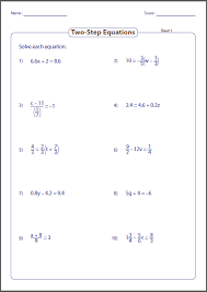 printable two step equations worksheets