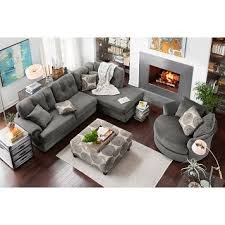 Build the living room you've always dreamed of and kick your feet up and relax with the exclusive styles offered by american signature furniture. American Signature Cordoba Collection Gray Microfiber Sectional With Matching Ottoman And Swivel Chair Livingroom Layout Brown Living Room Trendy Living Rooms