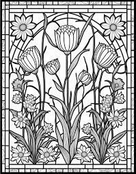Flowers Stained Glass Window Printable