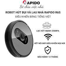 Robot hút bụi và lau nhà Rapido R6S, điều khiển bằng tiếng Việt, kết nối  Wife