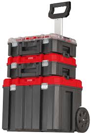 red plastic wheels lockable tool box