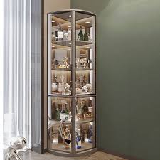 Modern Corner Unit Wood Curio Cabinet