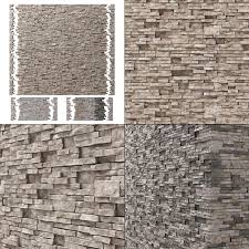 3d Model Brick Stone Wall Granite Many
