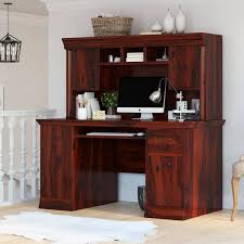 The amish made flat top desks with hutch are great for storing all of your important papers and office supplies. Brooten Rustic Solid Wood Home Office Computer Desk With Hutch